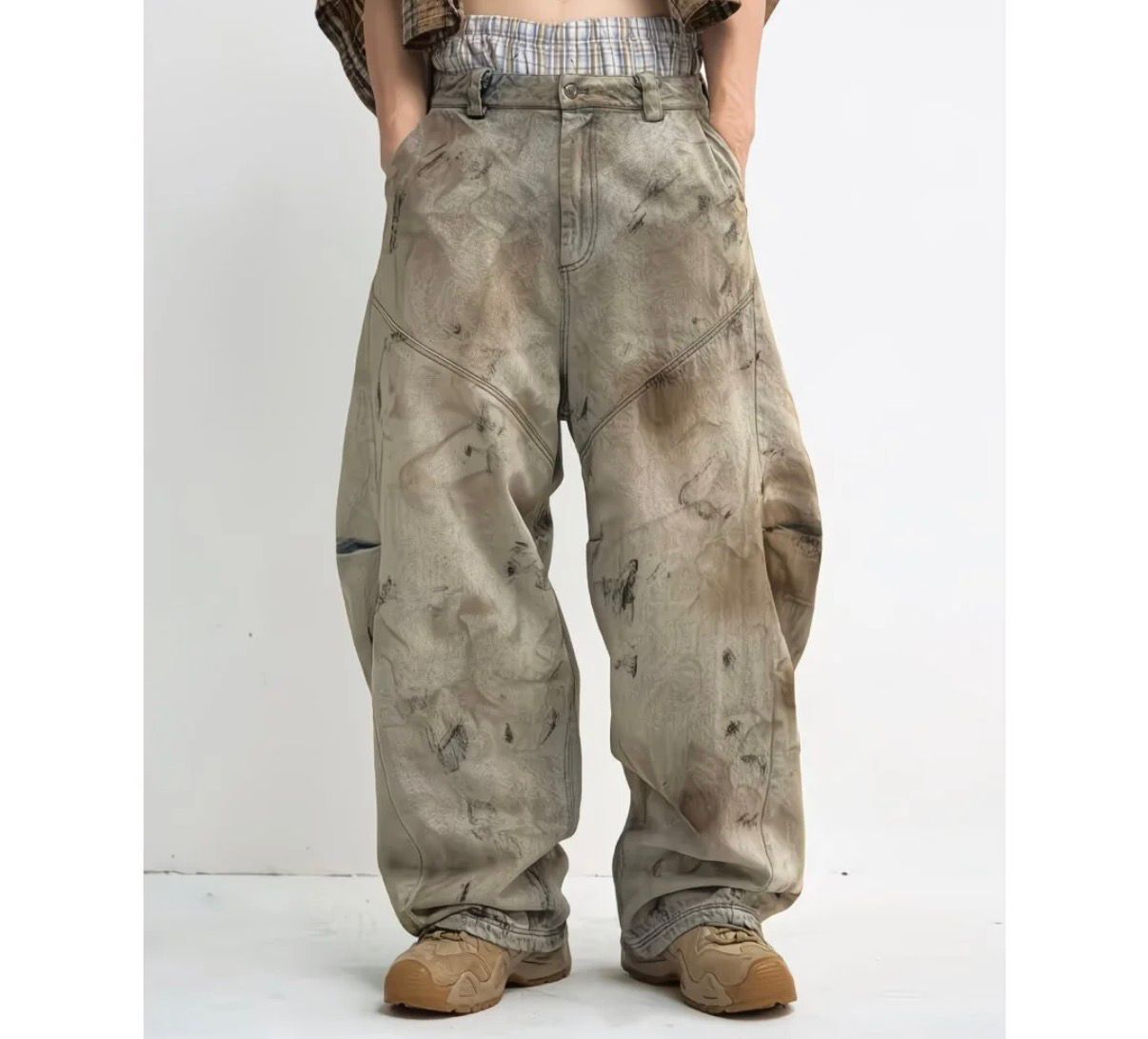 Paint Splatter Gradient Wash Baggy Wide Leg Jeans 2