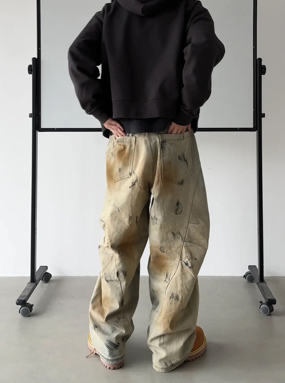 Paint Splatter Gradient Wash Baggy Wide Leg Jeans 3