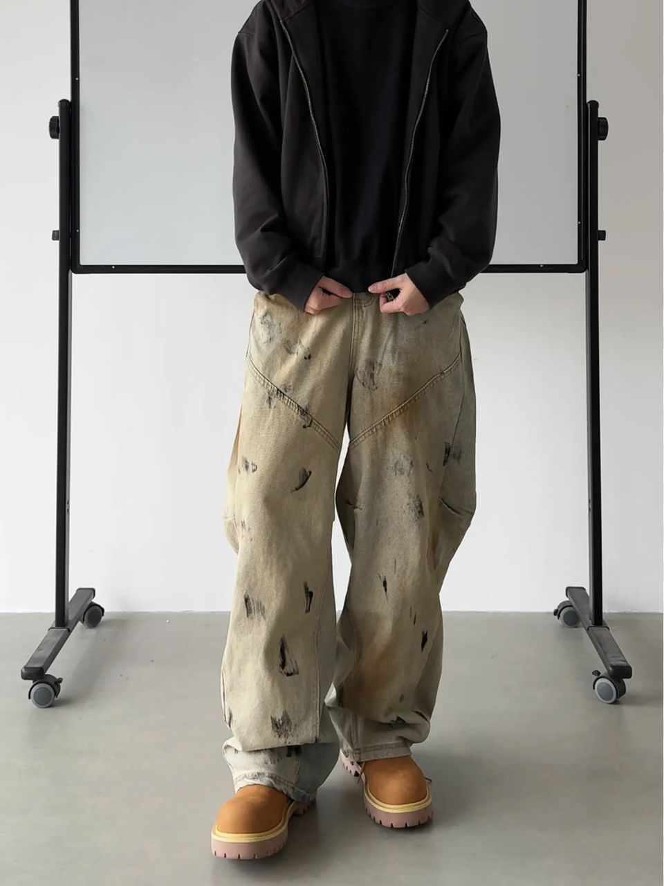Paint Splatter Gradient Wash Baggy Wide Leg Jeans 4