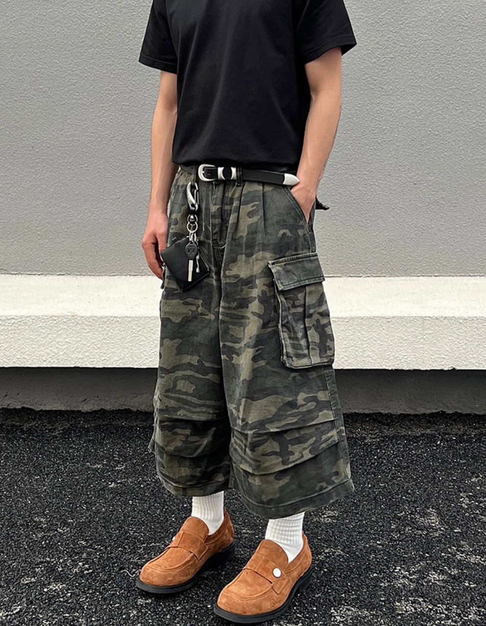 Baggy Camouflage Cargo Denim Shorts 2