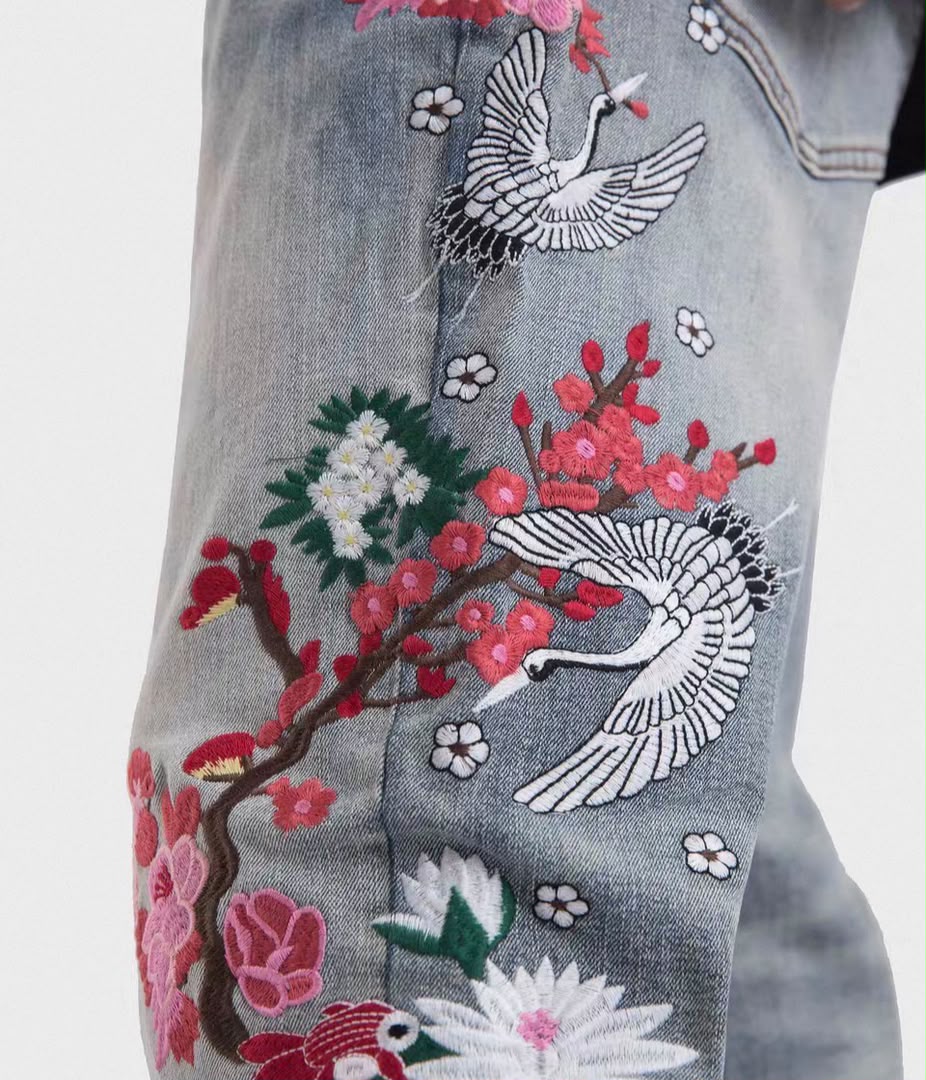 Cherry Blossom Embroidered Bootcut Jeans 5