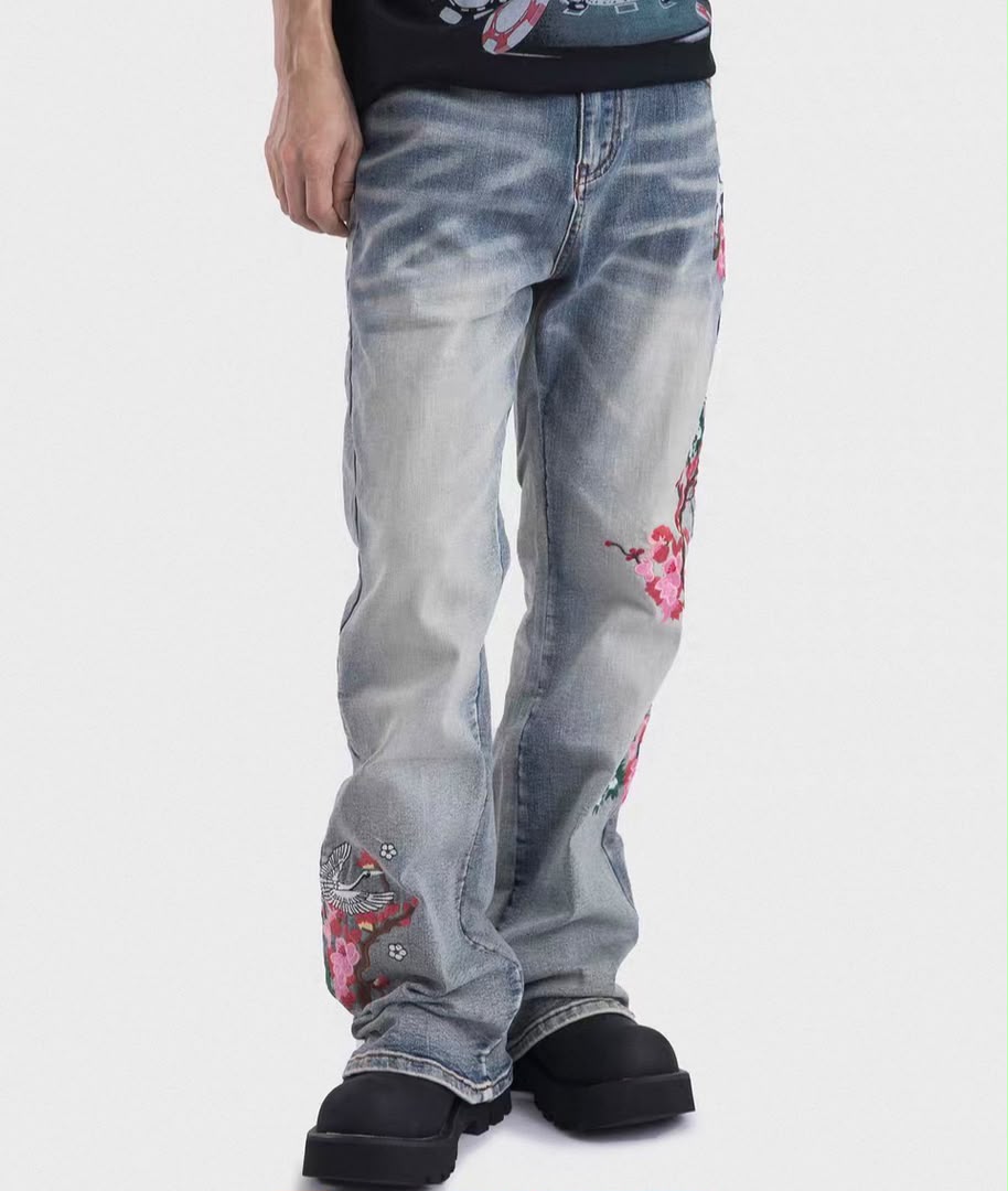 Cherry Blossom Embroidered Bootcut Jeans 3