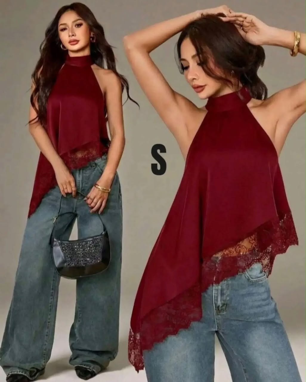 Satin Lace Halter Top 2
