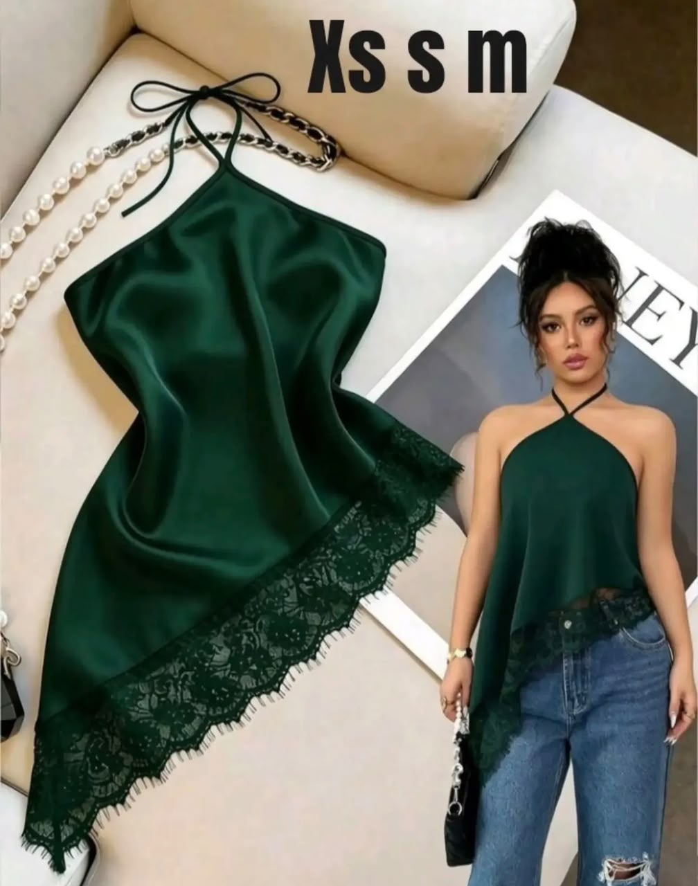 Satin Lace Halter Top 3