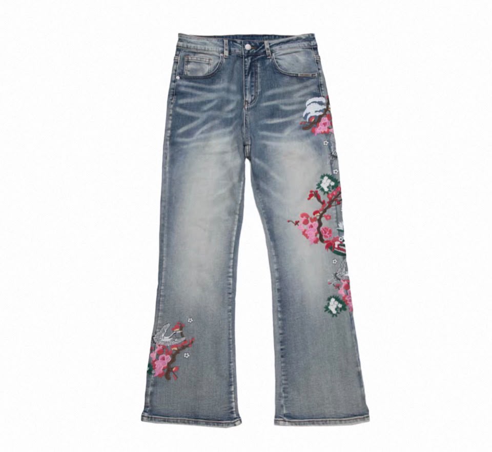 Cherry Blossom Embroidered Bootcut Jeans 6