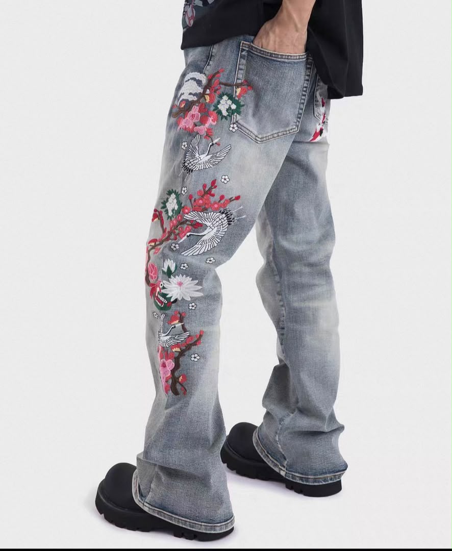 Cherry Blossom Embroidered Bootcut Jeans 2