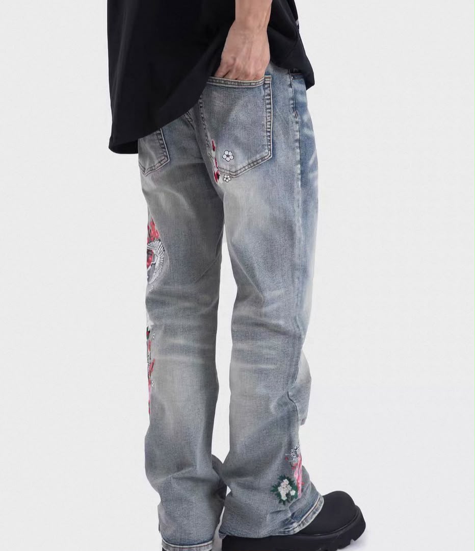 Cherry Blossom Embroidered Bootcut Jeans 4