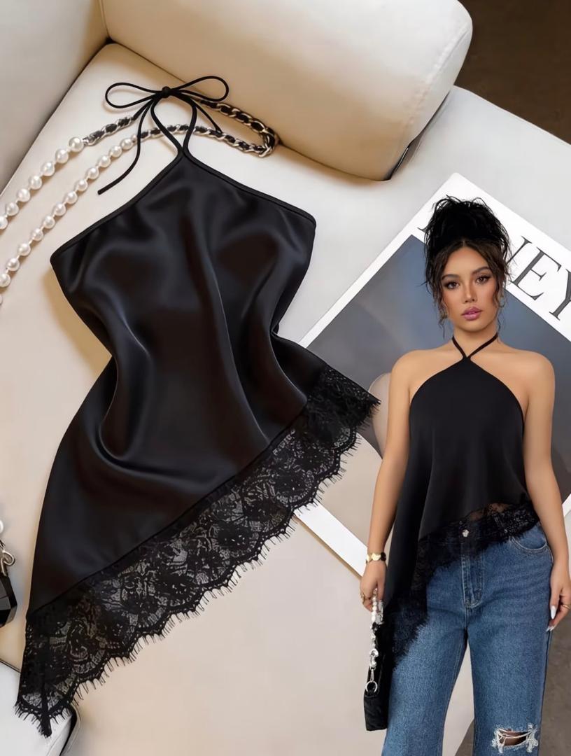 Satin Lace Halter Top 5